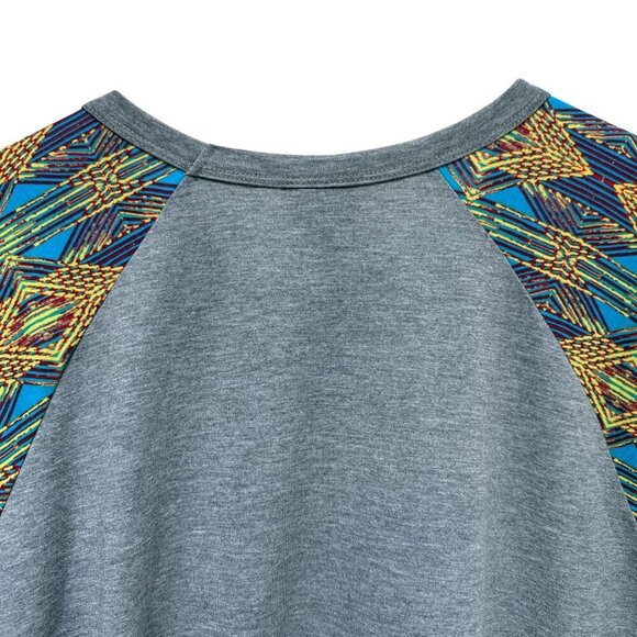 LULAROE Randy Tunic Tee Size 3XL Gray Boho Print 3/4 Sleeves Casual Top NWT - Picture 3 of 9